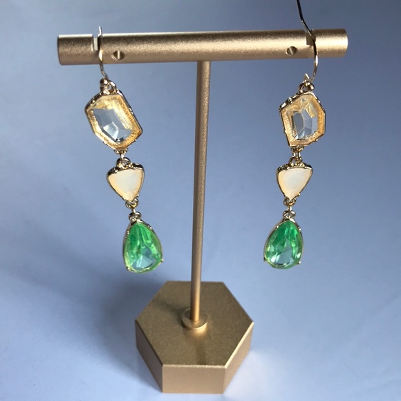 New! Green Glass Drop Earrings - Picture 10 of 13